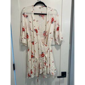 Gap white floral wrap dress- XL
